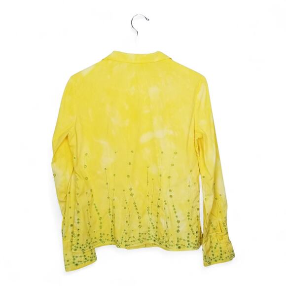 CARLISLE Tailored Ice-Dyed Eyelet Yellow Shirt - Size 6 - Picture 7 of 7